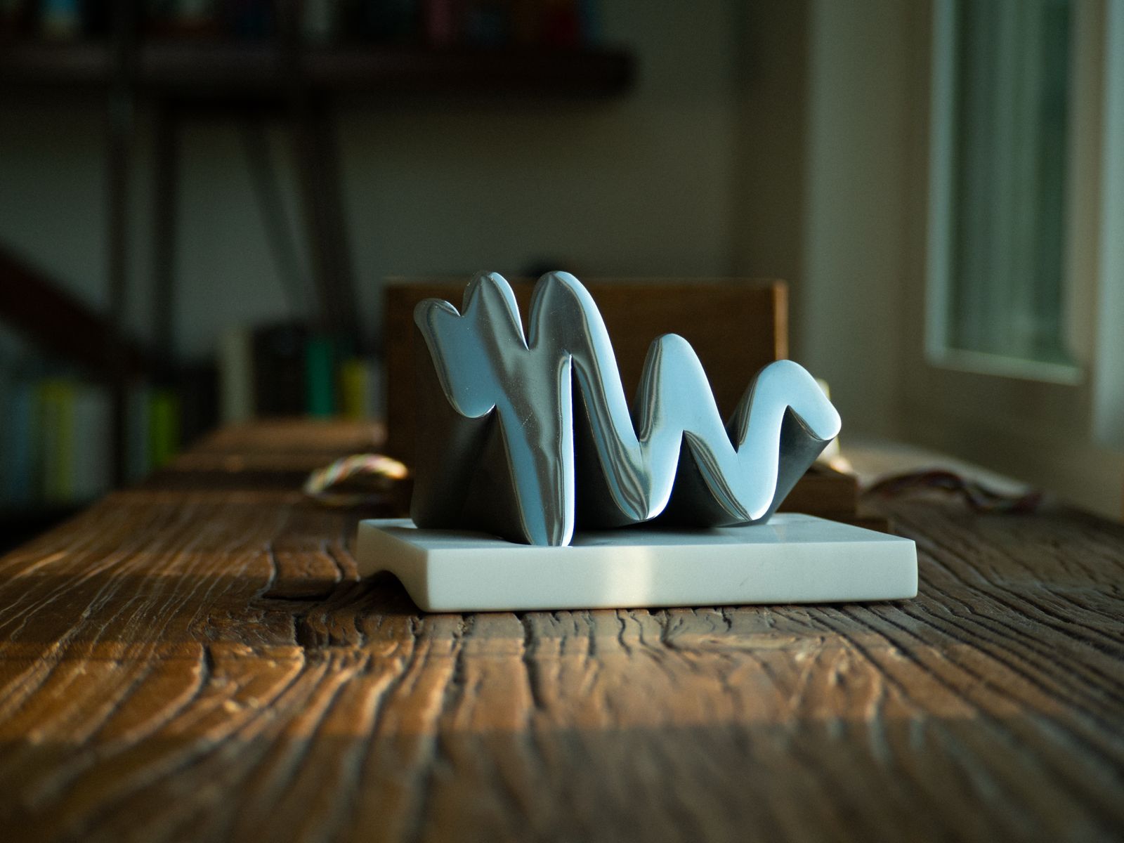 custom metal squiggle desk sculpture